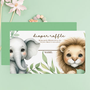 Baby Shower Jungle Animals Diaper Raffle Game Enclosure Card
