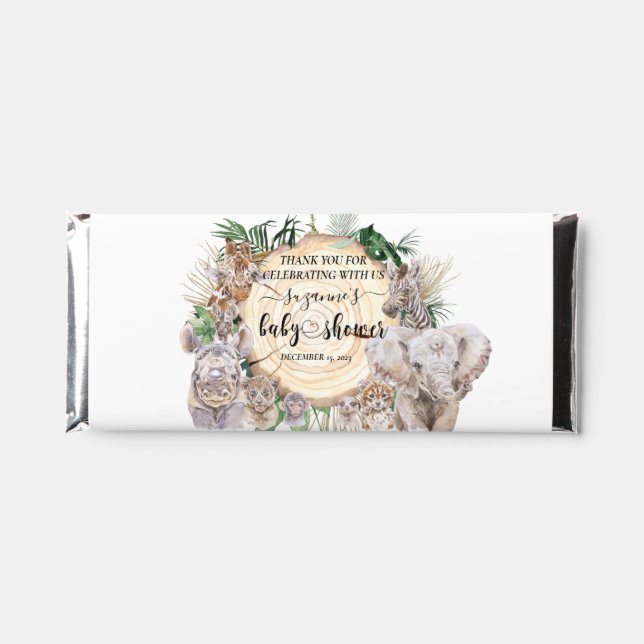 Baby Shower Jungle Animals Safari Tropical   Hershey Bar Favors (Front)