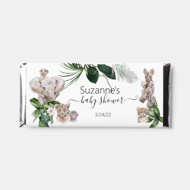 Baby Shower Jungle Animals Safari Tropical  Hershey Bar Favors (Front)