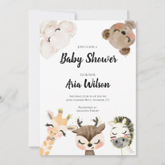 Baby Shower Jungle Safari Animals Invitation, BA10 Announcement