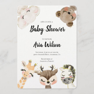 Baby Shower Jungle Safari Animals Invitation, BA10 Invitation