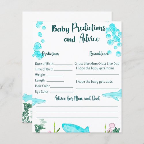 Baby Shower Keepsake Card Predictions and Advice