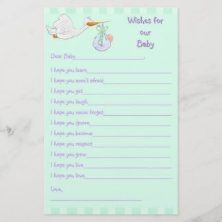 Baby Shower Keepsake - Wishes for Baby
