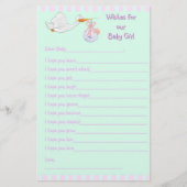 Baby Shower Keepsake - Wishes for Baby Girl (Front)