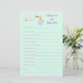 Baby Shower Keepsake - Wishes for Baby Girl (Standing Front)