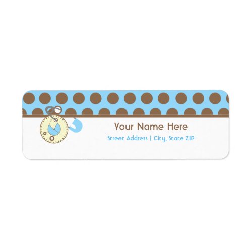 Baby Shower Label _ Blue Diaper Pink  Polka Dots