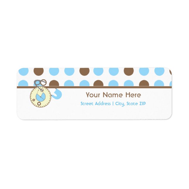 Baby Shower Label - Blue Diaper Pink & Polka Dots (Front)