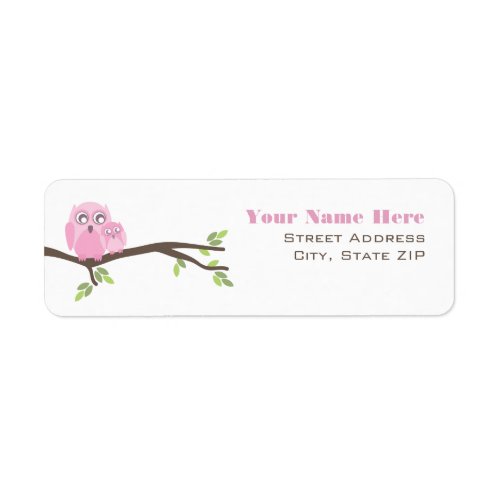 Baby Shower Label _ Pink Mother  Baby Owl