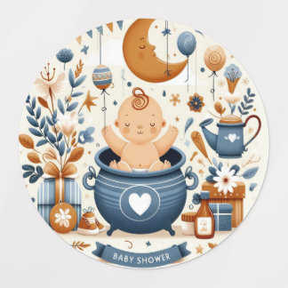 Baby Shower large circle adhesive/waterproof Lebel Kids' Labels