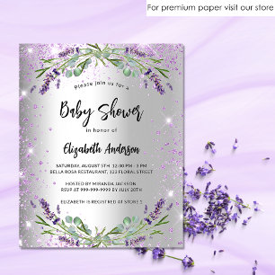 Baby Shower lavender silver budget Invitation Flyer