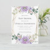 BABY SHOWER | Lavender Watercolor Flowers Invitation (Standing Front)