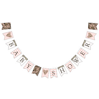 Baby Shower Leopard Spots & Tiger Stripes Bunting Flags