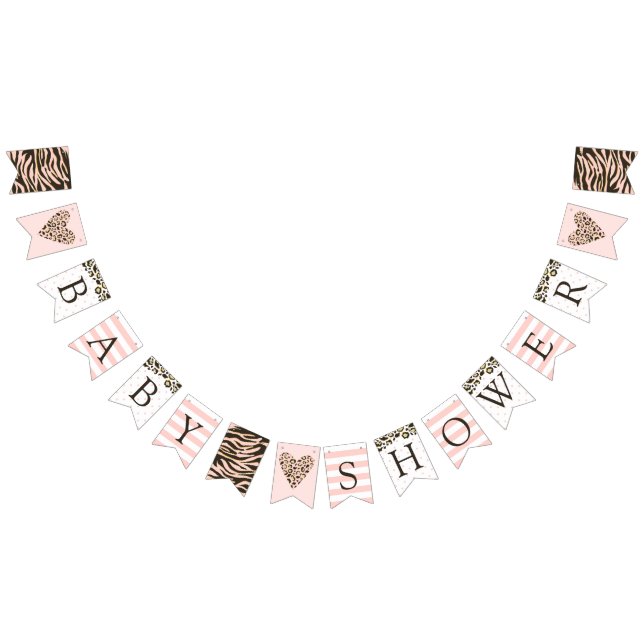 Baby Shower Leopard Spots & Tiger Stripes Bunting Flags (All)