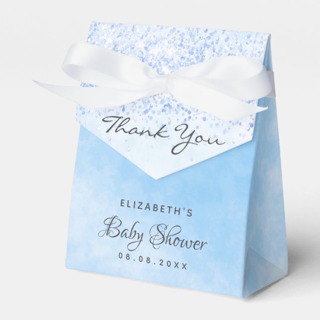 Baby Shower light blue boy thank you Favor Boxes (Front Side)