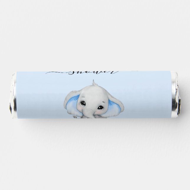 Baby Shower light blue elephant boy Breath Savers® Mints (Left)