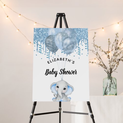 Baby Shower light blue glitter elephant boy Foam Board
