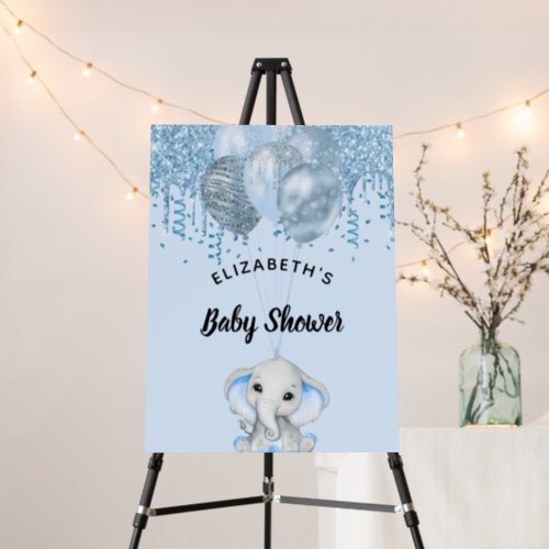 Baby Shower light blue glitter elephant boy Foam Board