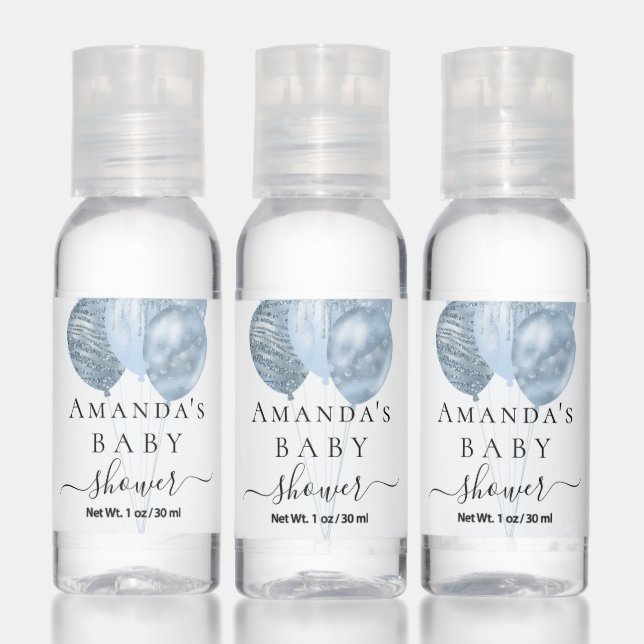 Baby Shower light blue white balloons boy Hand Sanitizer (Set)