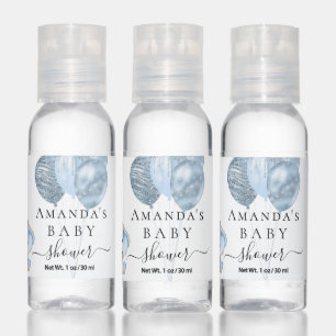 Baby Shower light blue white elephant boy Hand Sanitizer