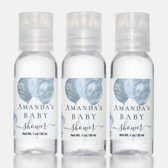 Baby Shower light blue white elephant boy Hand Sanitizer (Set)