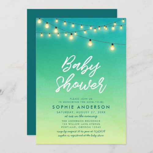 Baby Shower Lights Watercolor Sea Glass Invitation