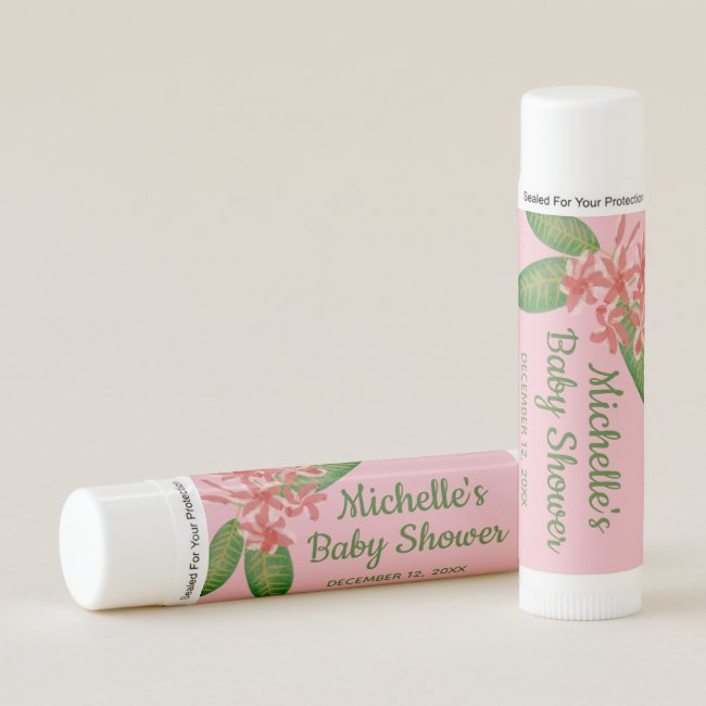 Baby Shower Lip Balm Watercolor Plumeria Flowers