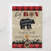 Baby Shower Little Bear Flannel Lumberjack Theme Invitation (Front)