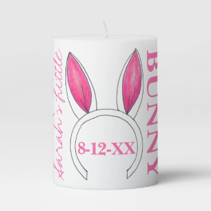 Baby Shower Little Bunny Pink Ears Centerpiece Pillar Candle