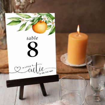 Baby Shower Little Cutie Oranges Table Number by BizzyBeeDesign at Zazzle