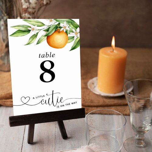 Baby Shower Little Cutie Oranges Table Number