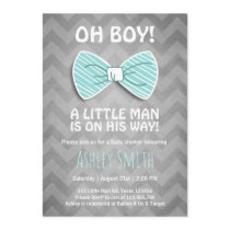 Baby Shower Little Man Invitation Bow Tie Blue