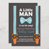Baby Shower Little Man Invitation Bow Tie Blue (Front/Back)