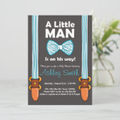 Baby Shower Little Man Invitation Bow Tie Blue (Standing Front)