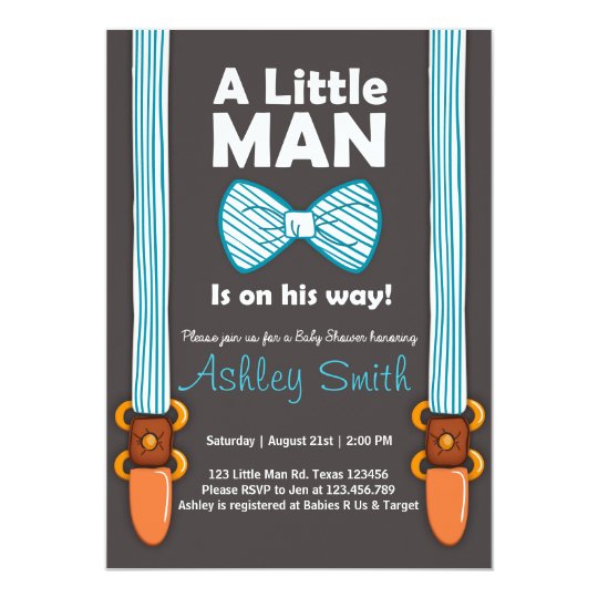 Baby Shower Little Man Invitation Bow Tie Blue | Zazzle.com