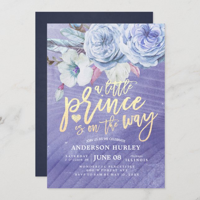 Baby Shower little prince is on the way Invitation (Front/Back)