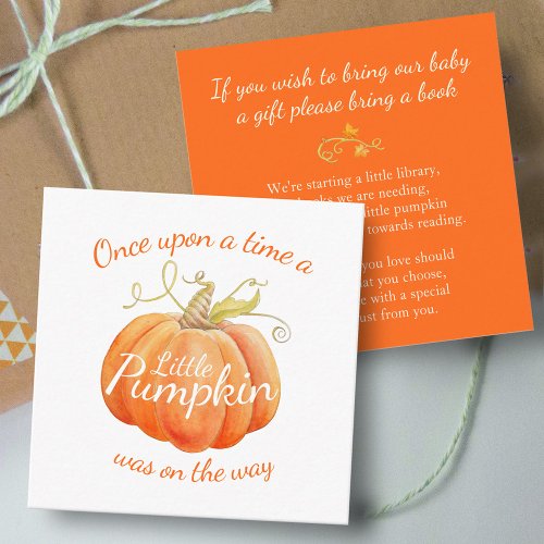 Baby shower little pumpkin book gift request card