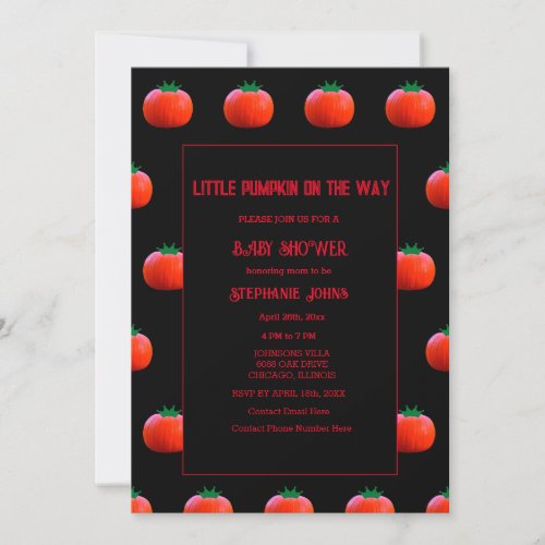 Baby Shower Little Pumpkin On The Way Girls Boys Invitation