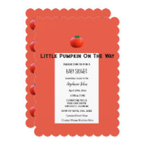 Baby Shower Little Pumpkin On The Way QR Code  Invitation