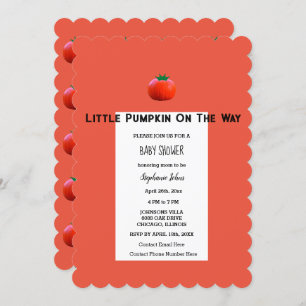 Baby Shower Little Pumpkin On The Way QR Code Invitation
