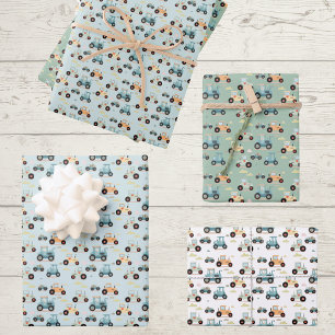 Baby shower little tractor pattern gift  wrapping paper sheets