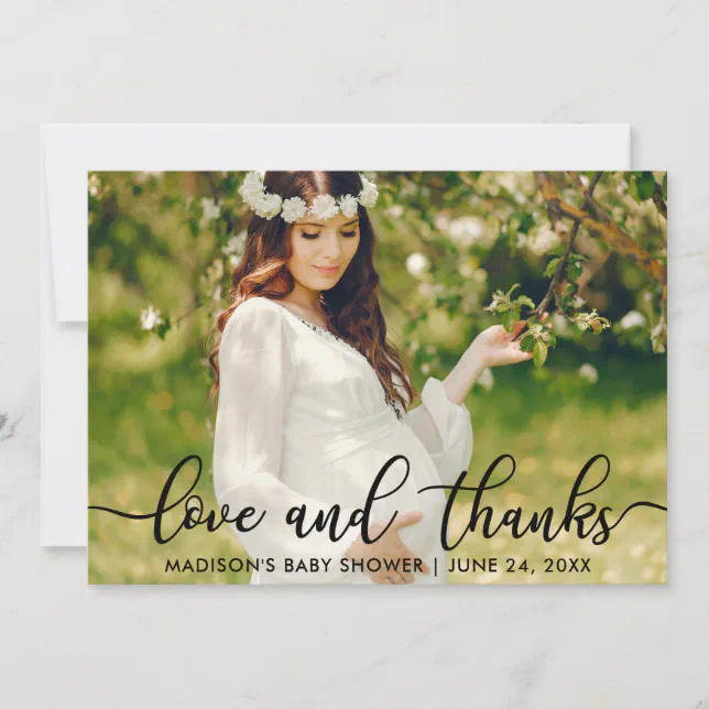 Baby Shower Love and Thanks Photo Card | Zazzle