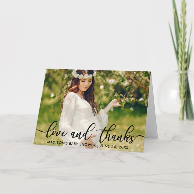 Baby Shower Love and Thanks Photo Fold Card (Front)