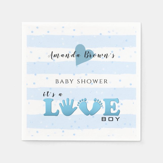 Baby Shower Love Baby Boy Napkins (Front)