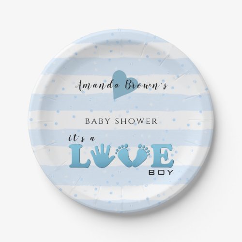 Baby Shower Love Baby Boy Paper Plates