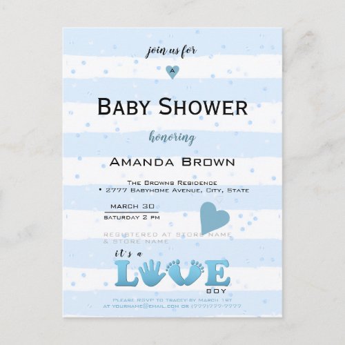 Baby Shower Love Baby Boy Postcard