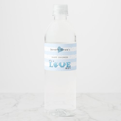 Baby Shower Love Baby Boy Water Bottle Label