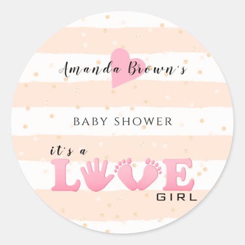 Baby Shower Love Baby Girl Classic Round Sticker