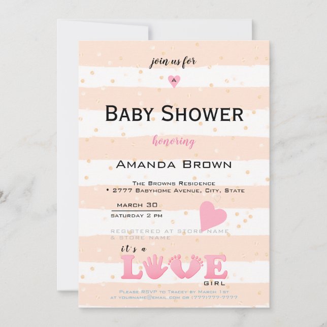 Baby Shower Love Baby Girl Invitation (Front)