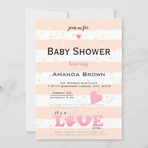 Baby Shower Love Baby Girl Invitation