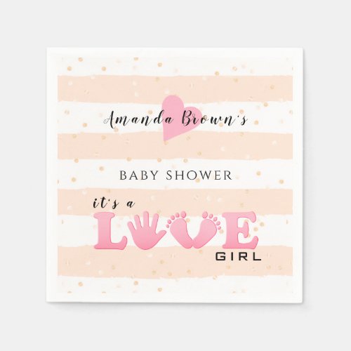 Baby Shower Love Baby Girl Napkins